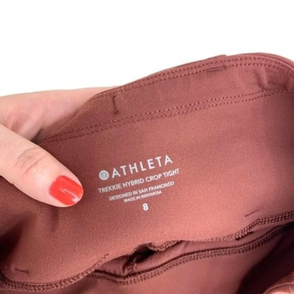 Athleta Trekkie Hybrid Crop Tights in Cognac Brown - Picture 4 of 6